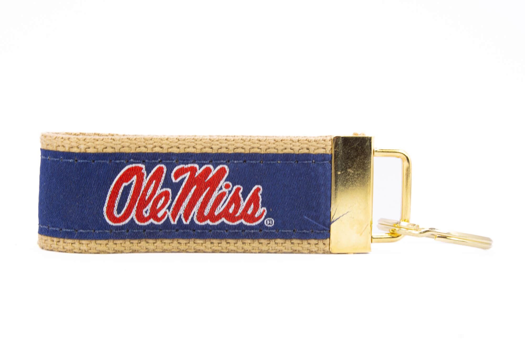 Ole Miss Rebels Collegiate Woven Ribbon Key Chain. Ole Miss Key