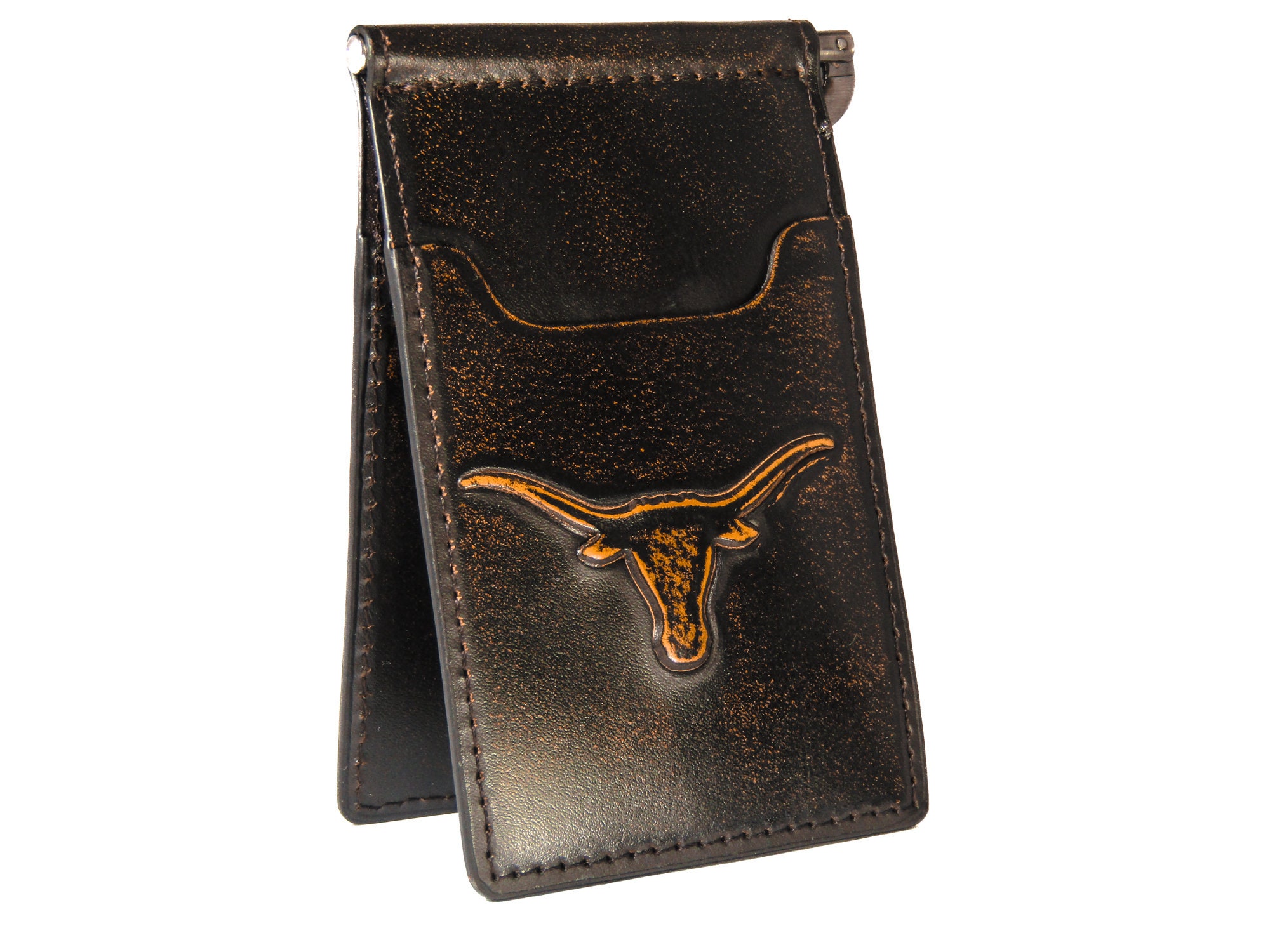 Texas Longhorns Men's Collegiate Front Pocket Clip Leather Wallet