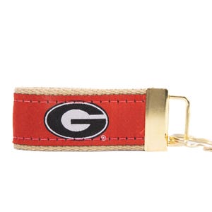 Georgia Bulldogs Collegiate Schlüsselanhänger. Universität von Gerogia Schlüsselanhänger. UGA Dawgs Geschenk. Verschluss und Ring aus Messing.