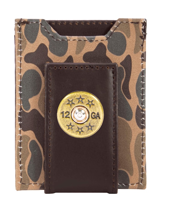 Shotshell Men's Magnetic Front Pocket Old School Camo Leather