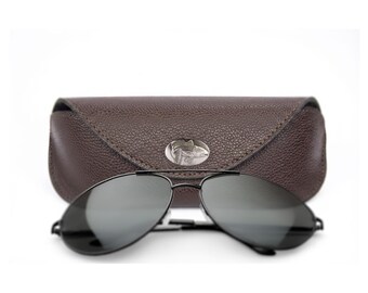 Redfish Sunglass and Eyewear Case – Brown Pebble with Protective Snap Closure