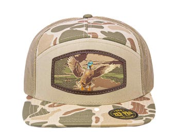 Mallard Woven Patch Old School Camo Hat. 7-Panel Modern Flat Bill Cap. Richardson 168 Trucker Snapback Hat. Zep-Pro Trucker Hat. Duck Cap
