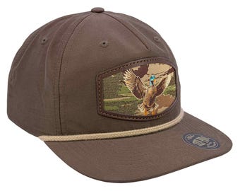 Mallard Woven Patch Rope Hat. 5-Panel Modern Flat Bill Cap. Richardson Golf Snapback Cap. Zep-Pro Trucker Hat. Flying Duck. Hunting Merch