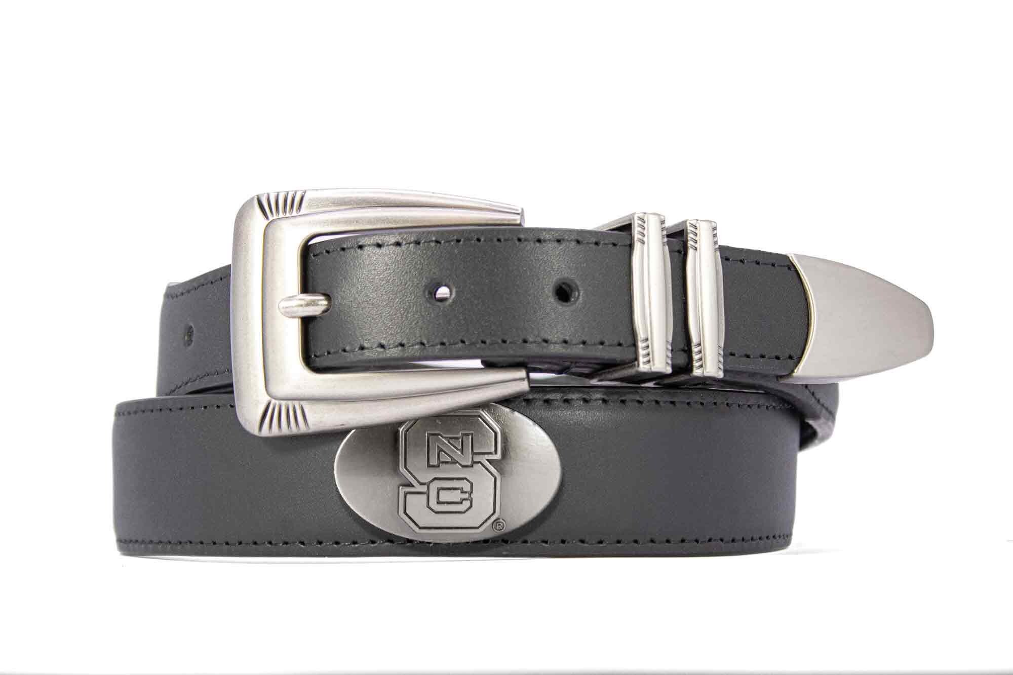 The▲Hermit Club × SGSC Leather Drip BELT NC State Wolfpack Men's Dressy Leather Belt. NC State Gift