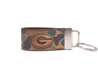 Georgia Bulldogs Old School Camo Leather Loop Keychain.