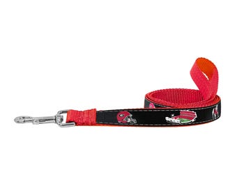 Georgia Bulldogs Collegiate Woven Ribbon Dog Lead. Durable Nylon Webbing. Silver Swivel Bolt Snap. Stadium Pet Leash