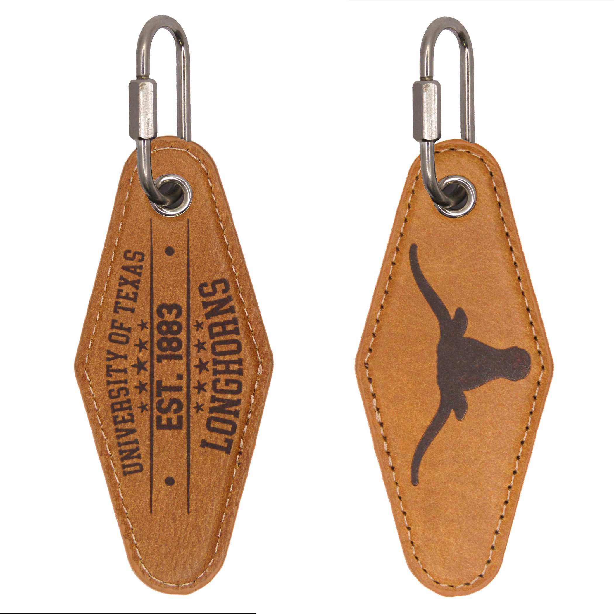 Texas Longhorns Collegiate Full Grain Leather Key Fob. Brown