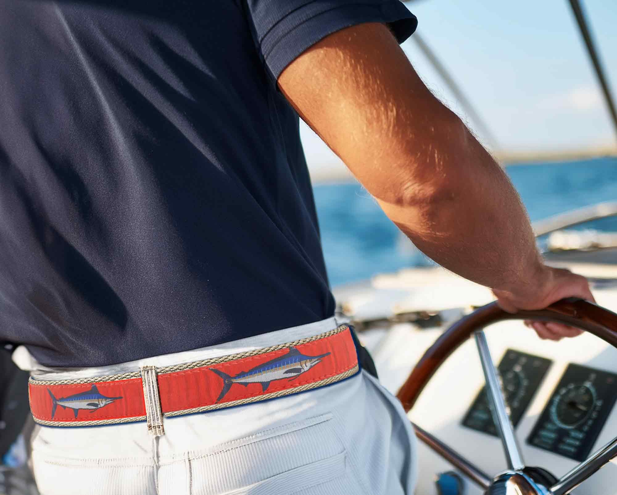 Marlin Men's Action Fishing Navy Ribbon Belt. - Etsy