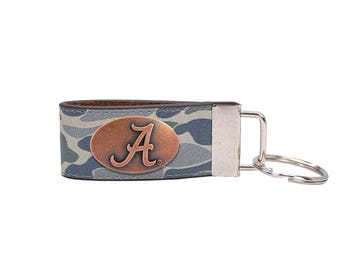 Portachiavi con anello in pelle mimetica Old School Alabama Crimson Tide.