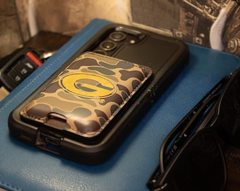 Georgia Bulldogs Magnetic Phone Card Holder – Brown Burnished Leather or Old School Camo