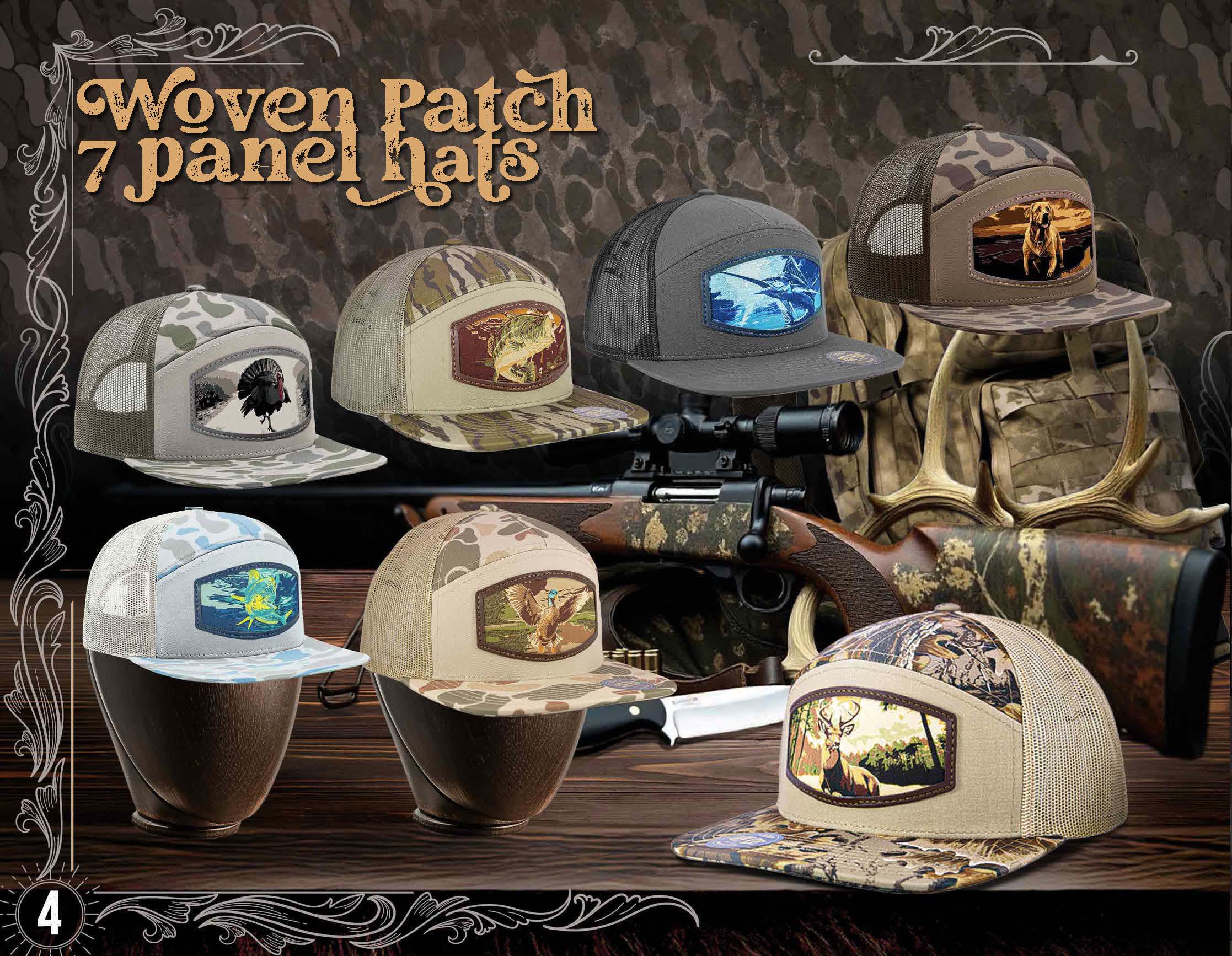 Marlin Woven Patch Old School Camo Hat. 7-panel Modern Flat Bill