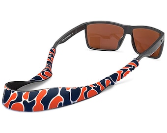 Auburn Tigers Color Navy and Orange Camo Style Neoprene Sunglasses Strap