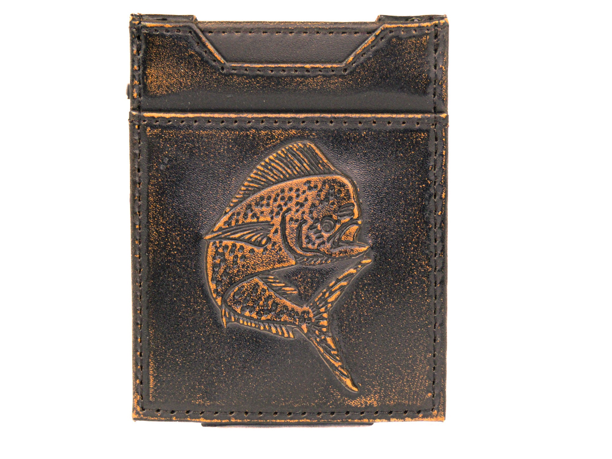 Mahi-mahi Dolphin Men's Magnetic Front Pocket Leather Wallet