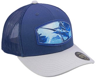 Black Pond Marlin Fish Flat Bill Mesh Snapback Embroidered  display picture 2