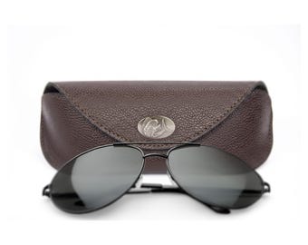 Dolphin Mahi Sunglass and Eyewear Case – Brown Pebble with Protective Snap Closure