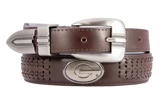 Georgia Bulldogs Men's Collegiate Leather Belt. UGA Dawgs Gift