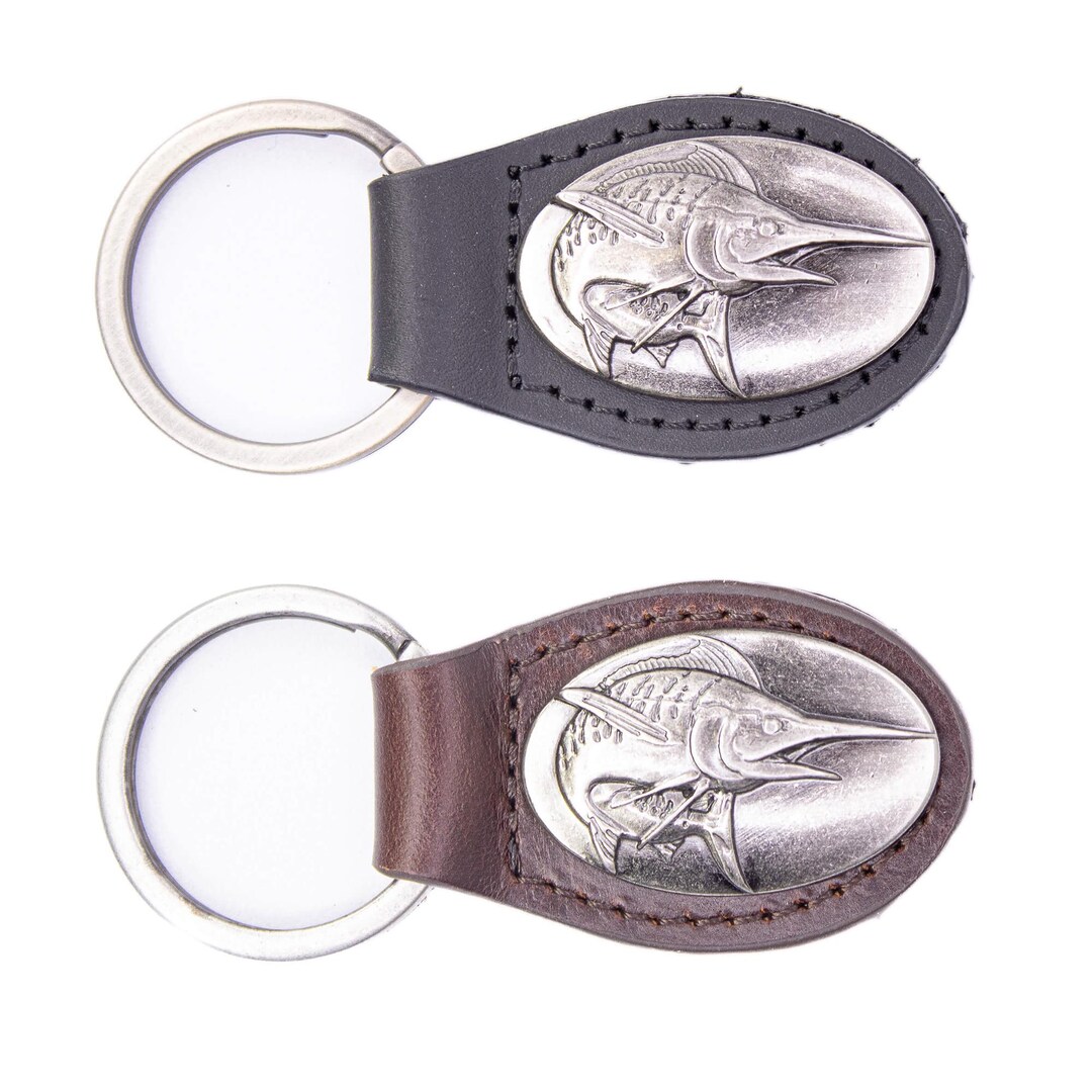 Merlin Frame Keychain Marlin Leather Keychain - Brown or Black Leather Key Ring - Gift for ...