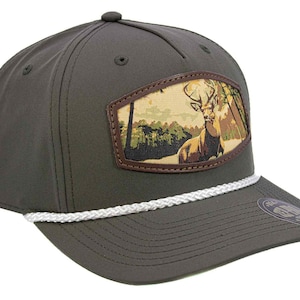 Buck Woven Patch Rope Hat. 5-Panel Modern Flat Bill Cap. Richardson Golf Snapback Cap. Zep-Pro Trucker Hat. Whitetail Deer. Hunting Merch