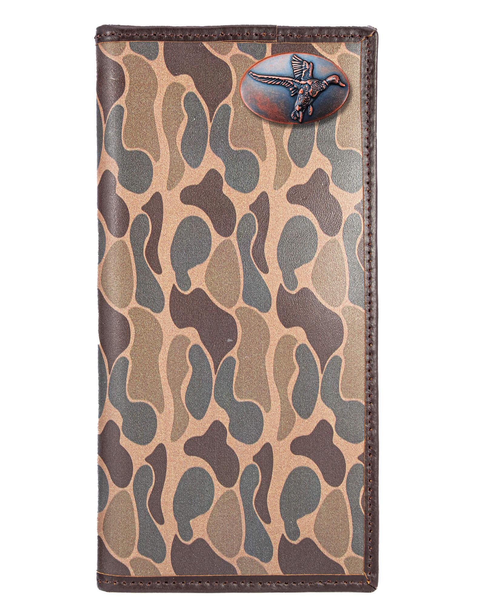 Mallard Men's Secretary Old School Camo Leather Wallet. Full Grain