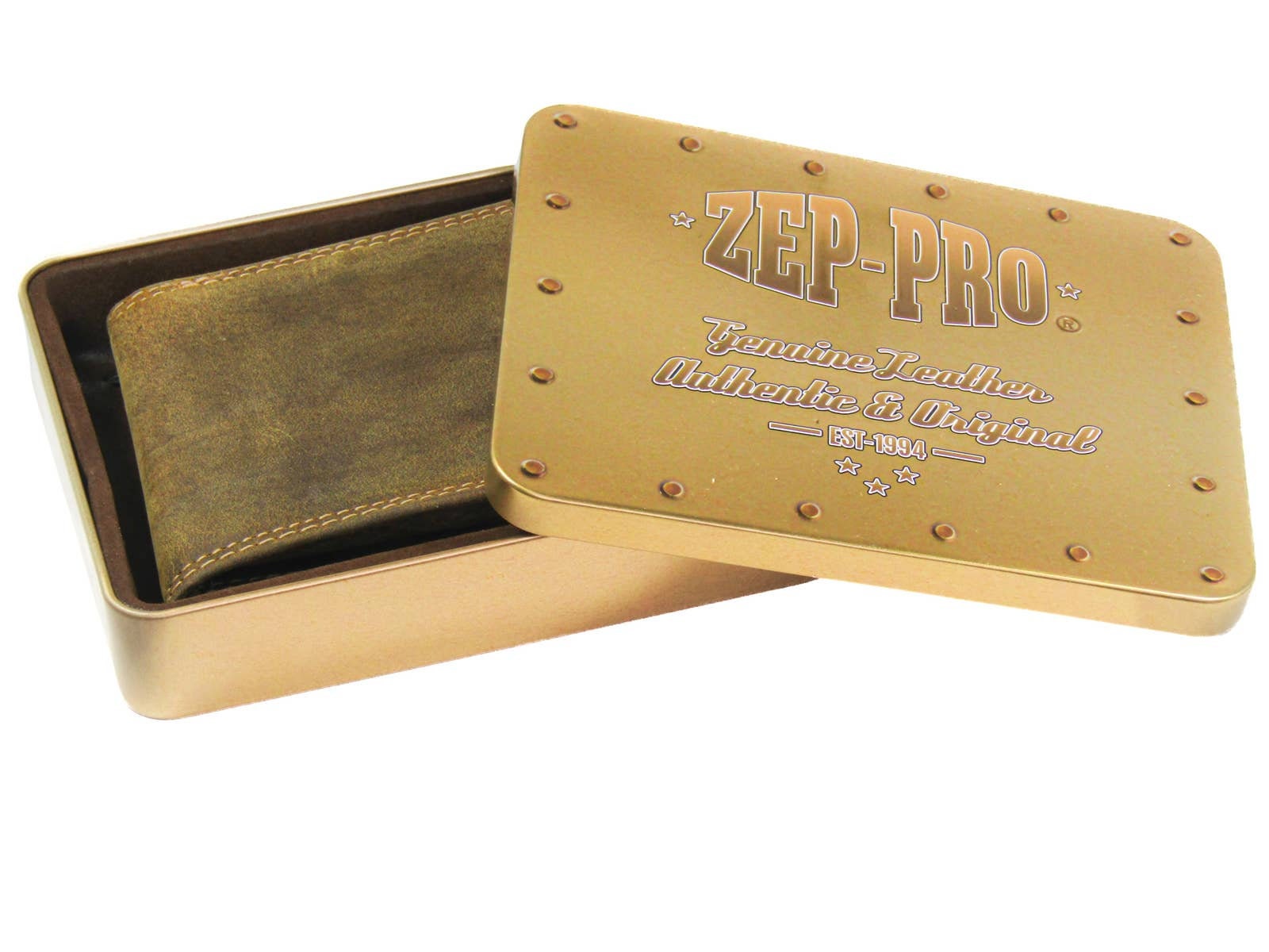 Shotshell Men's Trifold Leather Wallet. Vintage Tan Full Grain