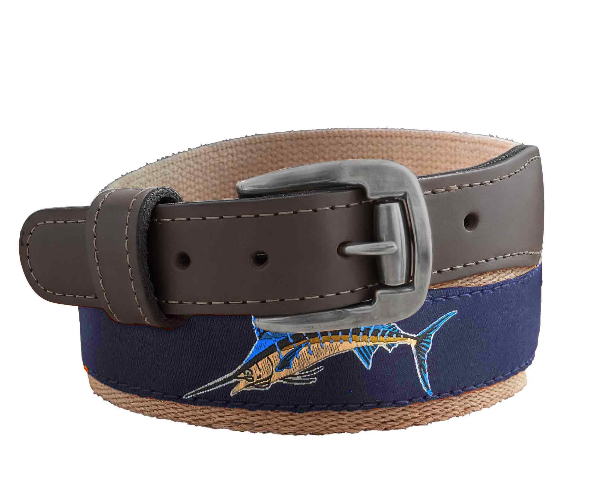 Marlin Men's Action Fishing Navy Ribbon Belt. - Etsy
