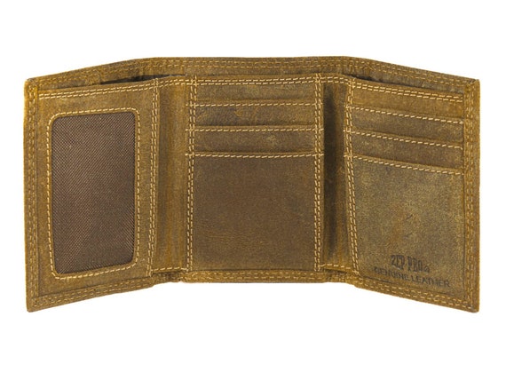 最終価格【LA PEAU DE GEM】フィッシャーポケットベスト Bass Men's Trifold Leather Wallet. Vintage Tan Full Grain Leather