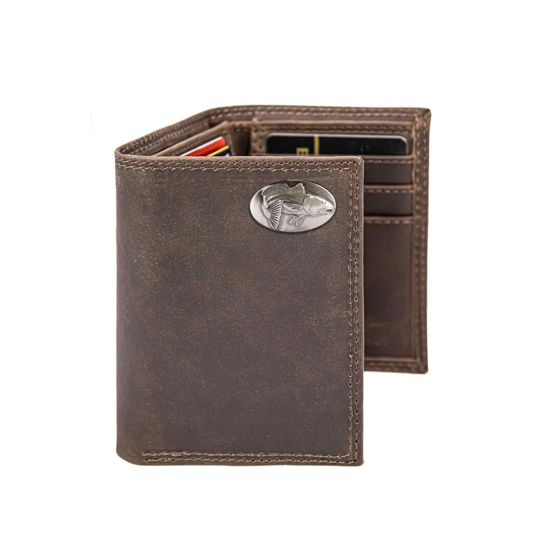 Redfish Leather Trifold Wallet for Men | Full Grain Leather Wallet ...
