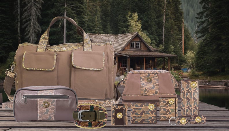 Shot Shell old school camo canvas weekender bag brown tan group cabin