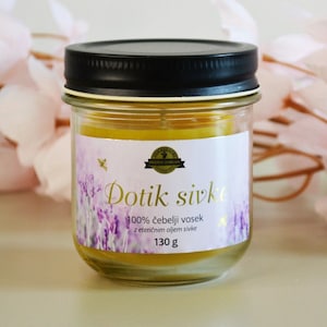 Lavender, 100% beeswax handmade, scented candle in a jar