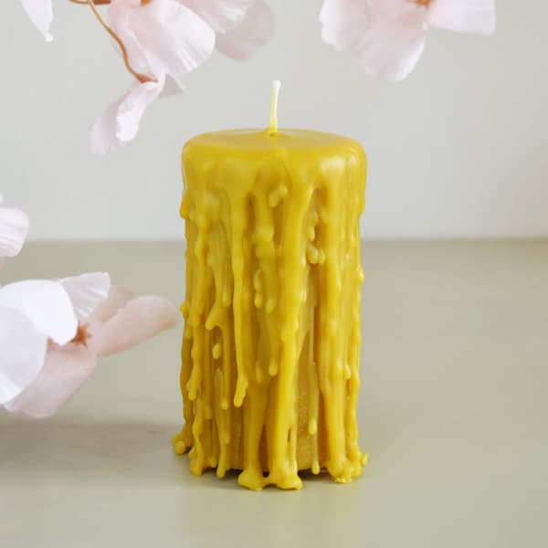 Drip candle, 100% beeswax handmade