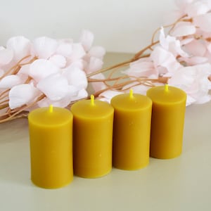 Beeswax pillar candles small 4 pieces, 100% beeswax handmade
