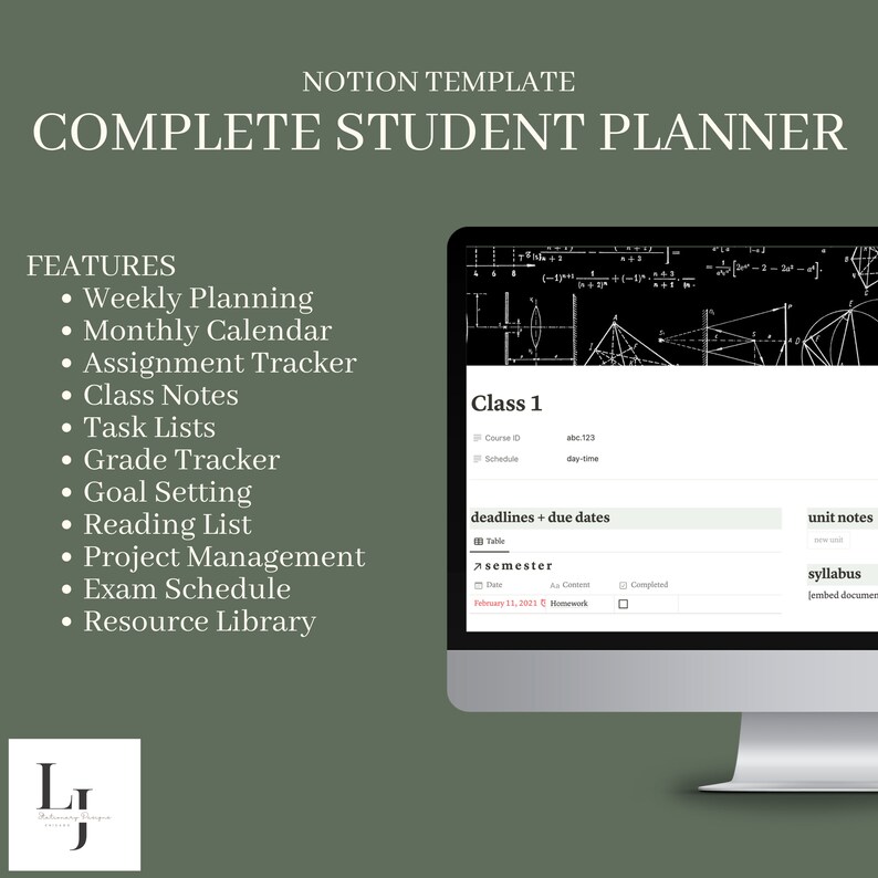 College Planner Notion Template Grade Calculator Notion Dashboard