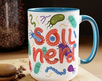 Soil Nerd Two-Tone Coffee Mug, 15oz, Soil Food Web