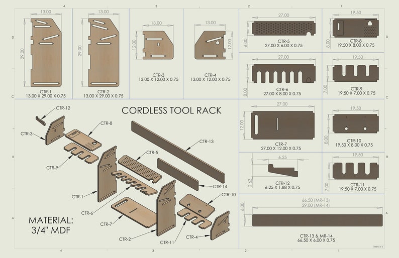 Cordless Tool Rack and Charging Station plans and .DXF Files Etsy