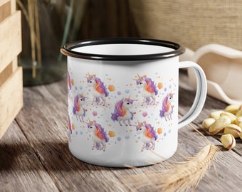 The Whimsical Unicorn Cup | Enamel Mug with Unicorn Print