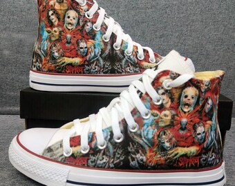 Slipknot Fan Art Custom Hand Made Hi Top Converse Shoes, Gift For Metal Fans