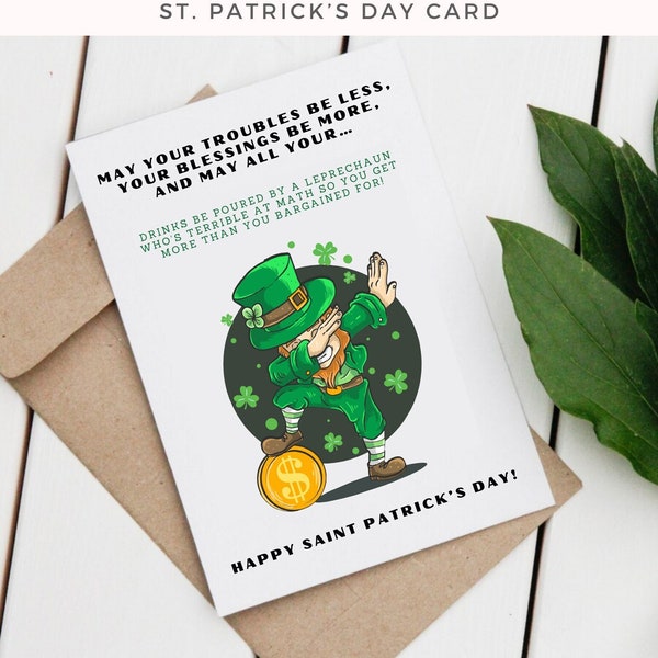 Printable Happy St. Patrick’s Day Card Fun Card for Friend Gift for Friend Fun Last Minute Card Printable St. Patrick’s Day Card