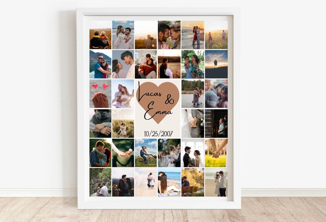 Personalzed Couple Collage Photo To Framed Canvas Memory | Etsy
