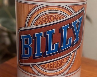 Canette de bière Billy Carter de 5 po. non ouverte mais vide des années 1970