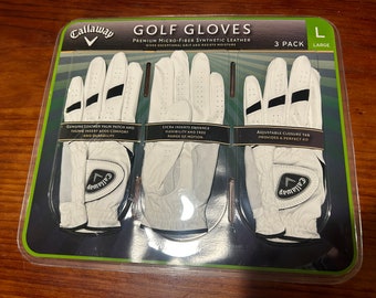 Callaway Golf Gloves Premium Micro-Fiber Synthetic Leather 3 Pack Large, BRAND NEW!