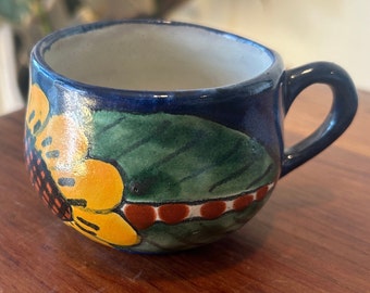 Vintage Mexican Talavera Pottery Sunflower Hand Painted Tea/Coffee Mug