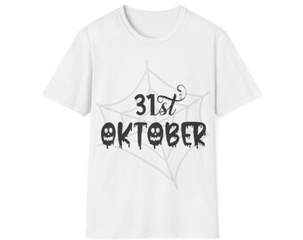 Camiseta de Halloween, camiseta de 31 de outubro, camiseta unissex assustadora, vestuário para festa de Halloween, camiseta gráfica de outono