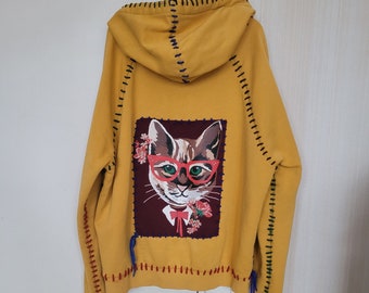 Upcycled yellow hoodie