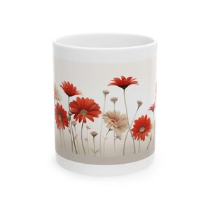 Vintage-Inspired Daisy Mug, Daisy Gifts, Daisy Flower Cup, Handmade Gift for Mom, April Birth Flower Mug, Wildflower Floral Mug, Flower Mug