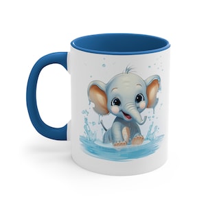 Baby Elephant Coffee Mug, Elephant Mug, Baby Shower Gift Ideas, Gift Idea For New Baby, Colorful Ceramic Coffee Cup, Elephant Gift Ideas