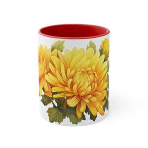 Yellow Chrysanthemum Mug, Flower-Inspired Coffee Mug, November Birth Month Flower Mug, Chrysanthemum Botanical Coffee Tea Cup Mug, Tea Mug