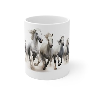 Horses Mug, Horse Coffee Mug, Whimsical Horse Coffee Mug, Horse Lover&#39;s Gift, Christmas Gift For Him, 11oz Ceramic Coffee Cup, Tea Mug