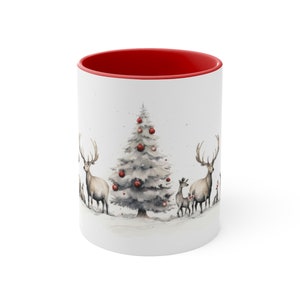 Reindeer Mug Holiday Coffee Mug Christmas Mug for Women for Friends Christmas Gift Ideas Office Coworker Stocking Stuffer Gift, Ceramic Mug