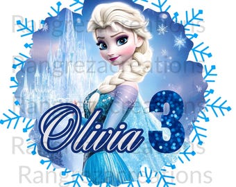 Personalized Elsa Birthday PNG: Custom Cartoon Portrait (Digital Download