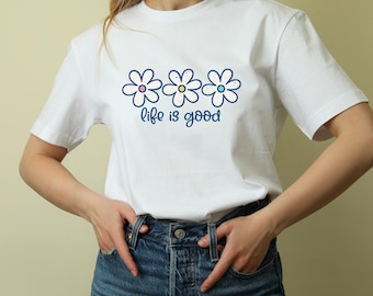 Life is Good PNG: Daisy Preppy T-Shirt Design (Digital Download)